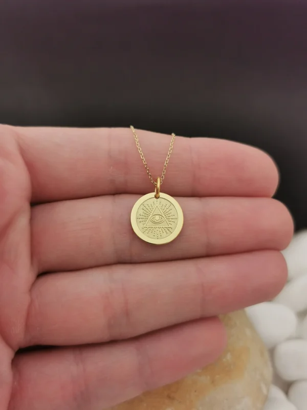 Dainty 14k Solid Gold Third Eye Necklace - Image 2